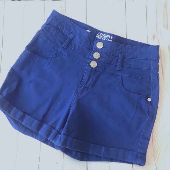 High Rise Cuffed Button Front Denim Shorts SZ 7 - Picture 8 of 8
